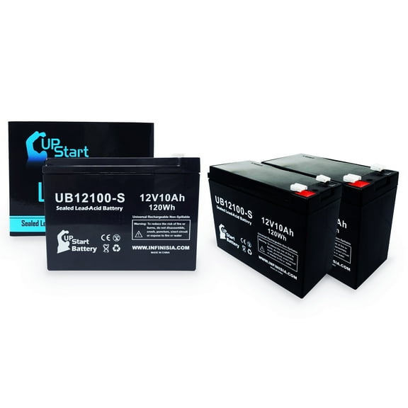 3x Pack - Compatible Mongoose Cosmic Battery - Replacement UB12100-S Universal Sealed Lead Acid Battery (12V 10Ah, 10000mAh, F2 Terminal, AGM, SLA)