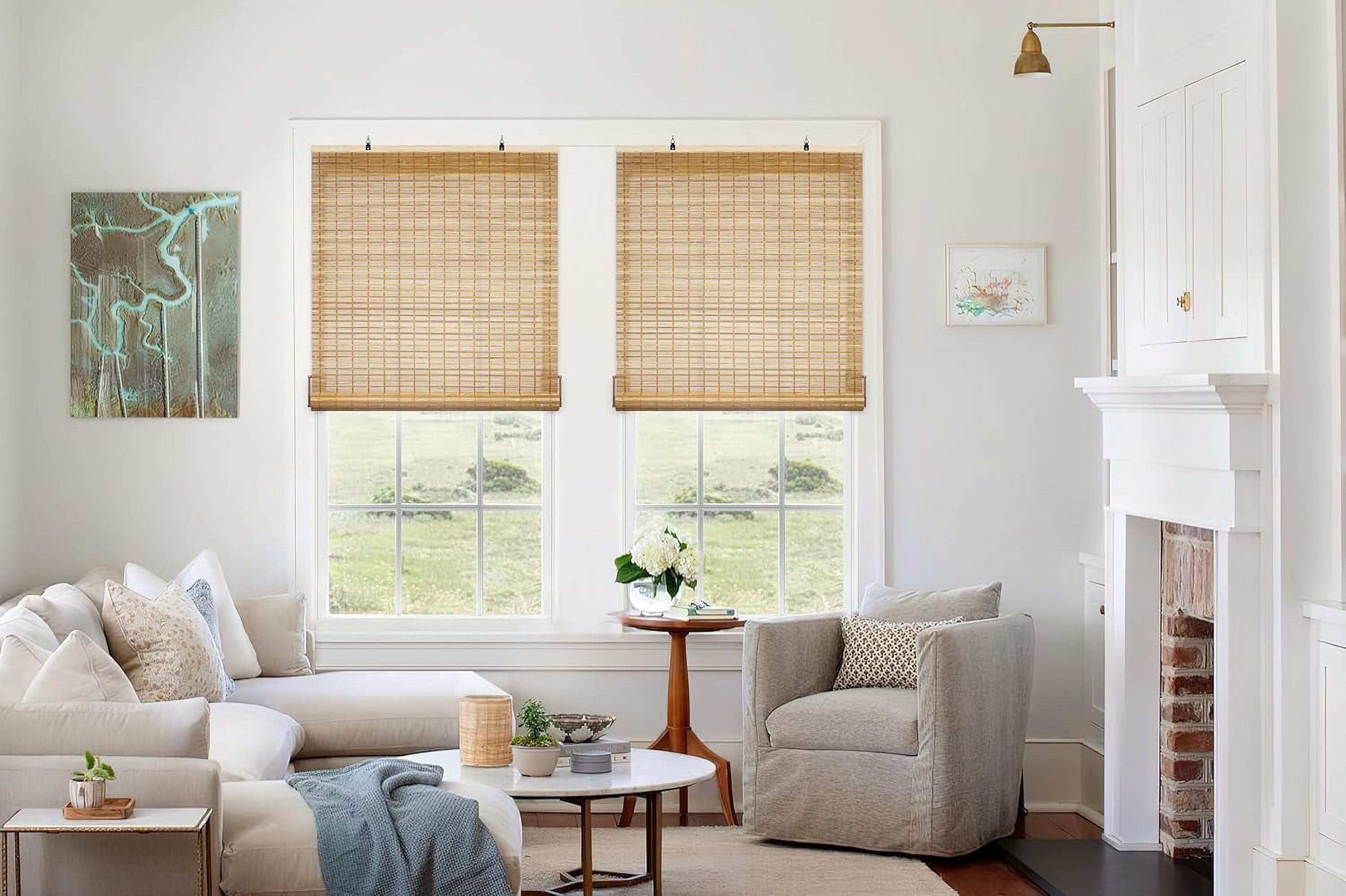 LazBlinds Cordless Bamboo Blinds, Bamboo Roll Up Shades for Windows, Light Filtering Hanging Window Blinds, Bamboo Shades for Patio Indoor/Outdoor Porch, 42'' W x 72'' H, Squirrel