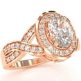 thumbnail image 2 of Three Stone White Topaz Diamond Peekaboo Halo Engagement Ring In 14k Rose Gold, 2 of 6