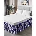 thumbnail image 4 of Blue Stripe Wrap Around Bed Skirts for King Bed 16" Drop,Bed Skirt with Adjustable Elastic Belt Dust Ruffle Bed Valance for Bedroom Hotel Ombre Grey Moire Geometric Modern Abstract Bed Frame Cover, 4 of 7