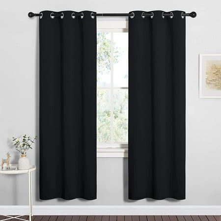 Bathroom Blackout Thermal Curtains And Ds Black Solid Insulated Grommet Dry Panels For Window 2 34 Inches Wide By 72 Long Canada Bathroom Blackout Thermal Curtains And, How Wide Should Curtains Be For A 34 Inch Window
