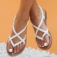 thumbnail image 4 of Mepaouo Women's Summer Strappy Flat Sandals Casual Fisherman Flip Flops Slingback Gladiator Shoes White, 4 of 8