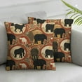 thumbnail image 3 of Savannah Fluffy Throw Pillow Cushion Cover, Medallion Pattern of Monkey Giraffe Lion African Inspired Ethnic Design, Decorative Square Accent Pillow Case,Mustard and Brown, 3 of 7