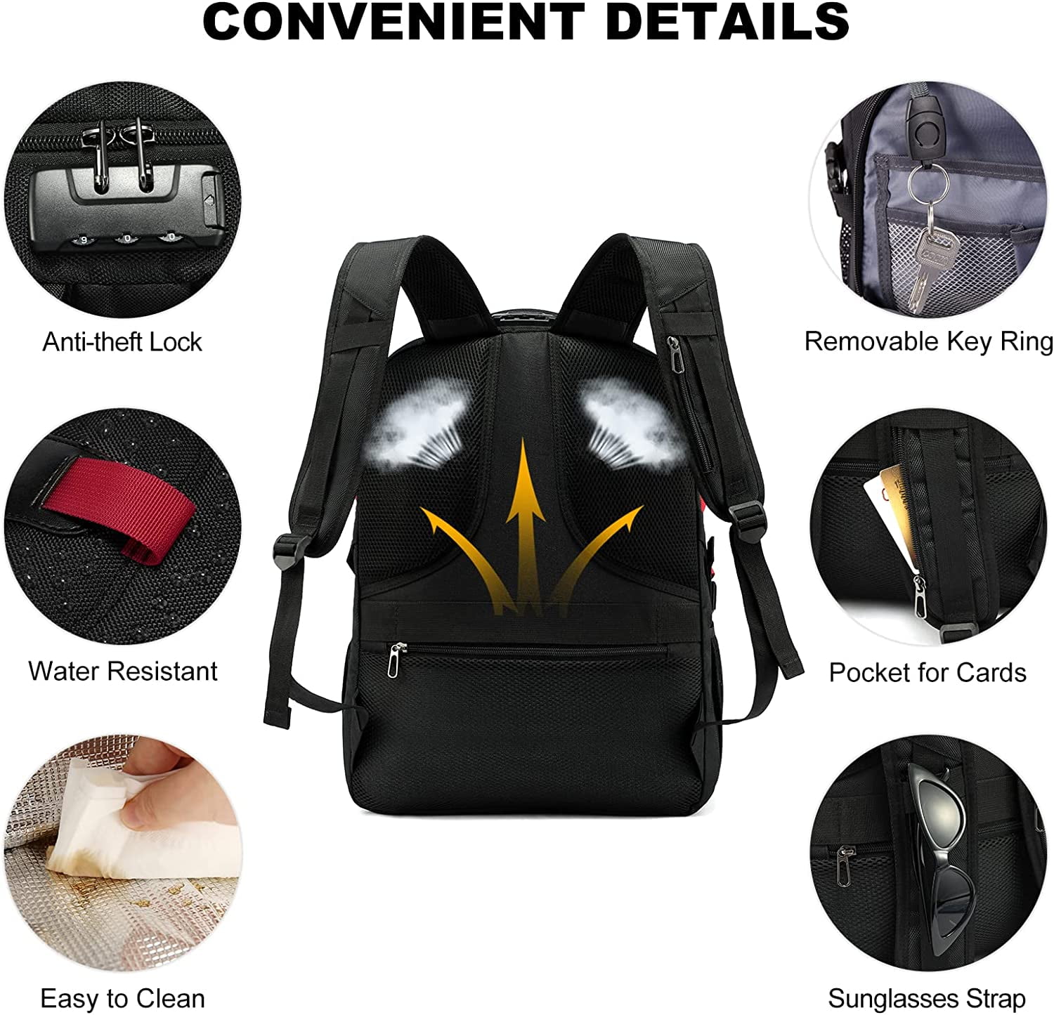 Lovevook Lunch Backpack for Men, Insulated Cooler Lunch Box Backpack Picnic, Travel Backpack Fit 17 Inch Laptop with Lock & USB-Black