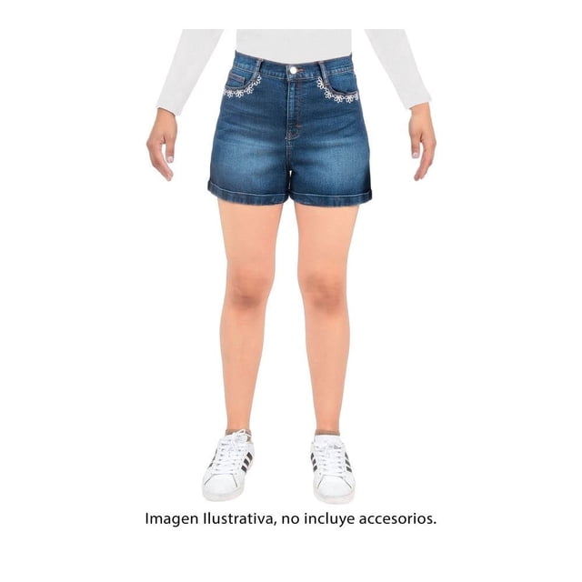 Bermuda George para Mujer, Talla EEG con bordado Azul