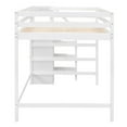 thumbnail image 5 of Full Size Loft Bed with Stairs, Wood Loft Beds Frame with Wardrobe and Hanging Rod, Full Bed with Under Bed torage for Teens Adults-White, 5 of 9