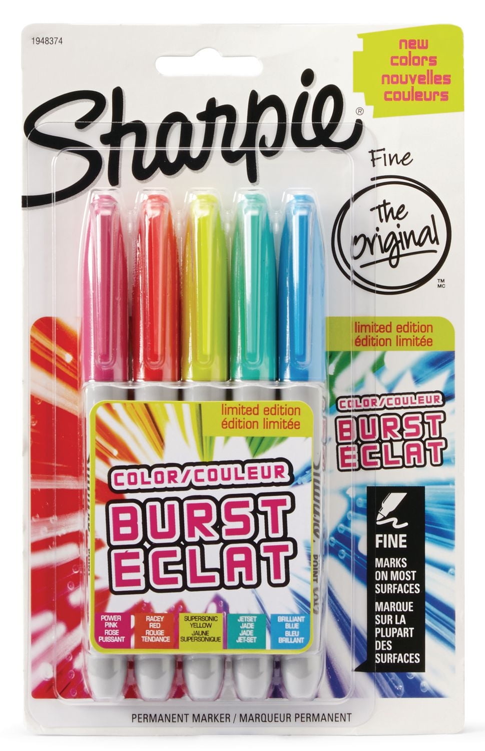 Sharpie Colour Burst Permanent Markers, Fine Point, Assorted Colours
