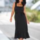 thumbnail image 1 of Vestido De Mujer Vestido con volantes y cordones Vestido elegante con tirantes divididos para mujer para vacaciones (Negro L) Cgtredaw Para estrenar, 1 of 1