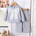 thumbnail image 3 of Glisme Girl Outfits Crewneck Graphic Prints Long Sleeve Tops Pants Soft Toddler Playsuit Grey, 3 of 5