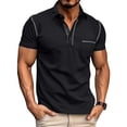 thumbnail image 2 of Summer European And American Men's Short Sleeved Men's Lapel T-shirt Color Blocking Top, 2 of 6