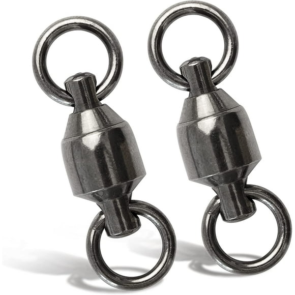 BLUEWING Rolling Ball Bearing Fishing Swivel High Strength Solid Welded Rings Saltwater Fishing Black Nickle Coated 481lbs, 20pcs