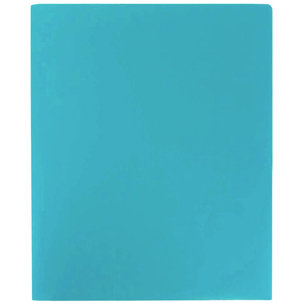 JAM Paper Heavy Duty Plastic 2 Pocket Extra Tough School Folders, Teal Blue, Bulk 48/Pack