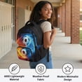 thumbnail image 5 of HUIACONG Fire Ice Soccer Print School Backpack for Boys Teens Age 7-19 Multi Pockets Scratch Resistant Adjustable Padded Straps Water Repellent Lightweight School Bag for Daily Use Sports Trips, 5 of 7