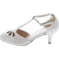 thumbnail image 2 of Chase & Chloe New Kimmy-36 Women's Teardrop Cut Out T-Strap Mid Heel Dress Pumps, Nude PU, 10, 2 of 7