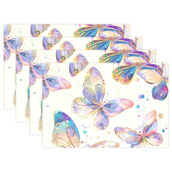 Butterflies Watercolor 12×18 inch Placemats Heat Resistant Washable Foldable Rectangular Placemats Set Decoration Indoor Outdoor for Kitchen Dining Table 1PC
