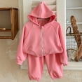 thumbnail image 2 of UAMVSH Boys Girls Sweatsuit 2 Piece Sets Fleece Full Zip Hoodie Sweatshirt and Sweatpants Solid Jogger Pants Set, 2 of 6