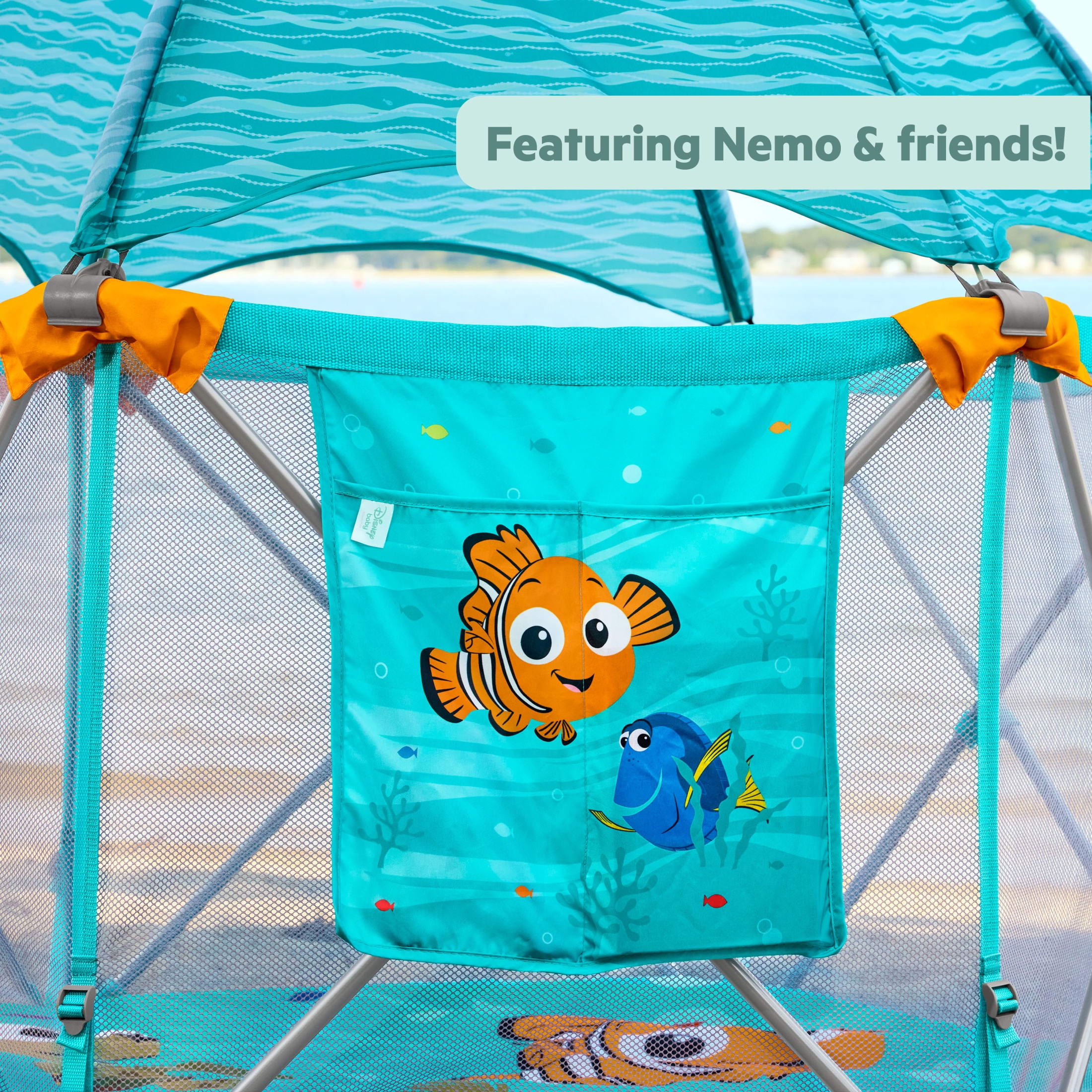 Disney Baby Finding Nemo Pop 'N Play Deluxe Portable Playard by Bright Starts, Unisex, Infant