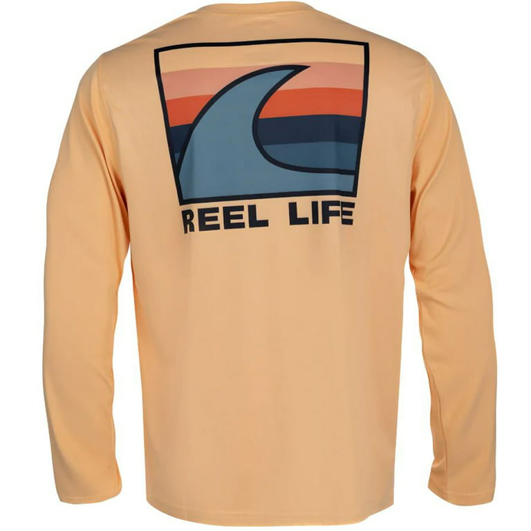 Alife Reel Life Shirt Womens Extra Large Long Sleeve Peach Purple Geo  Lightweight Fish