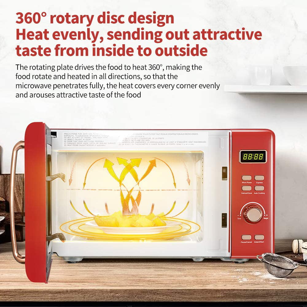 COMFEE' Retro Countertop Microwave Oven with Compact Size, Position-Memory  Turntable, Sound On/Off Button, Child Safety Lock and ECO Mode,  0.7Cu.ft/700W, Passionate Red, AM720C2RA-R 