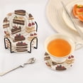 thumbnail image 3 of Yayeee 6 PCS Drink Coasters with Holder Set Woven Absorbent Round Tabletop Hot Pad, White Cakes Pattern, 3 of 7