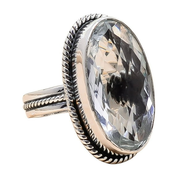White Topaz 925 Sterling Silver Ring, 25X13 mm Oval Gemstone Ring, White Ring, Christmas Gift, Unique Jewelry Ring, Adjustable Ring V12628R2213419