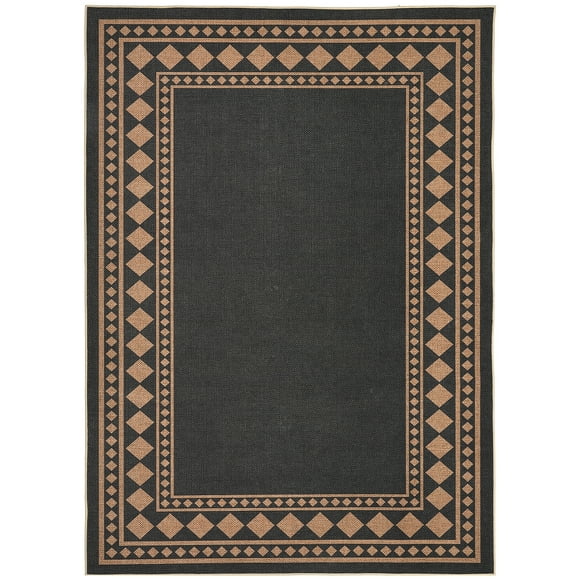 Modern Non-Slip Washable Jute Area Rug – Durable Bordered Hand-Woven Carpet – Soft, Spot Resistant, Collapsible –Large Floor Mat for Living Room, Bedroom,Home Office, Nursery, Black Coffee–Size:9x12ft