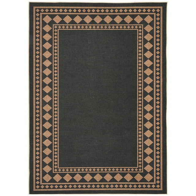 Modern Non-Slip Washable Jute Area Rug – Durable Bordered Hand-Woven Carpet – Soft, Spot Resistant, Collapsible –Large Floor Mat for Living Room, Bedroom,Home Office, Nursery, Black Coffee–Size:9x12ft