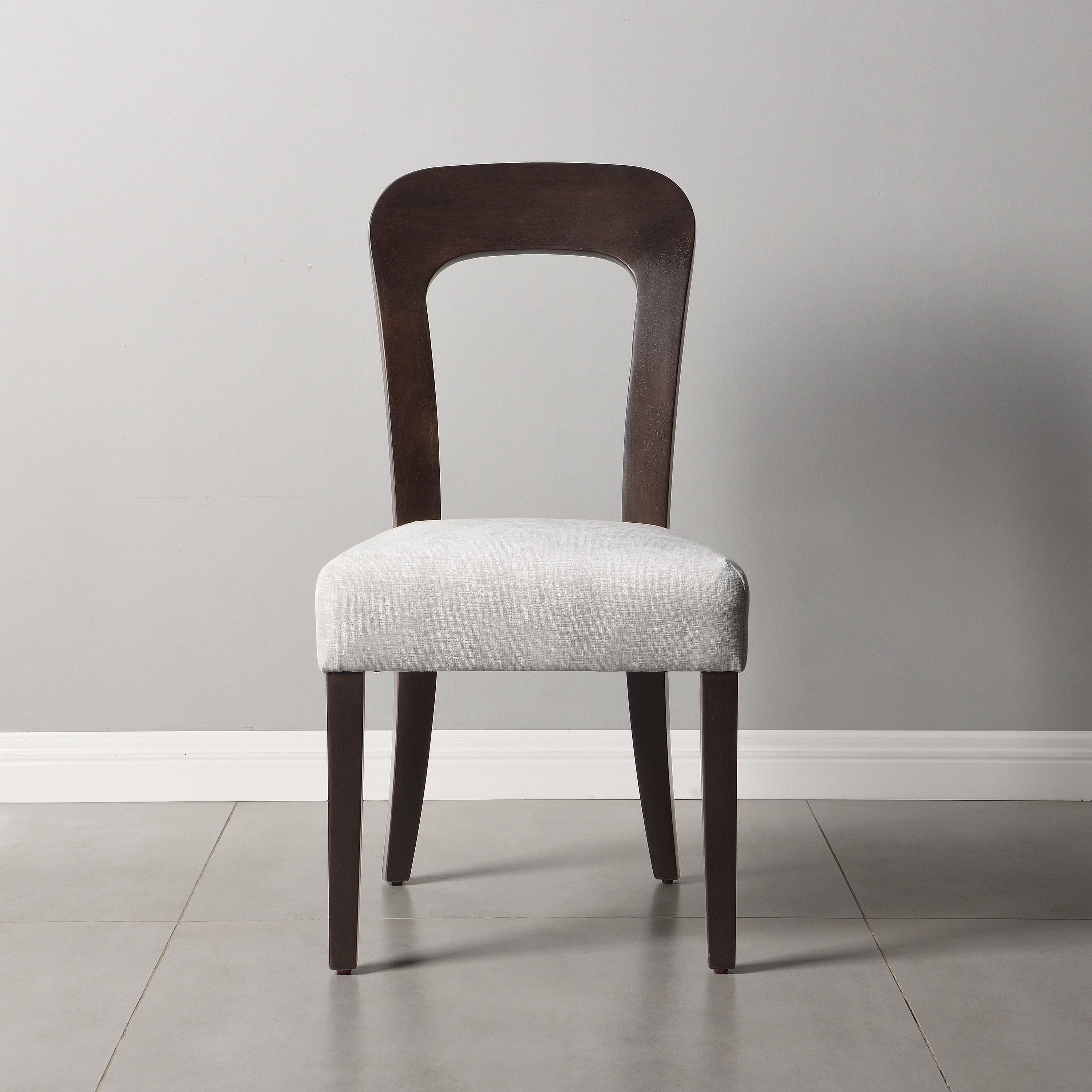 Dining Chairs Set of 2, Kitchen Chairs, Upholstered Side Chairs with Gray Chenille Fabric, Dark Brown Rubber Wood Legs and Scratch-Proof Pads for Dining Room Home Office