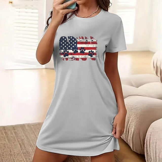 Camisón corto de talla grande para mujer, camisón de manga corta con estampado de pecho a la moda, camisón para mujer