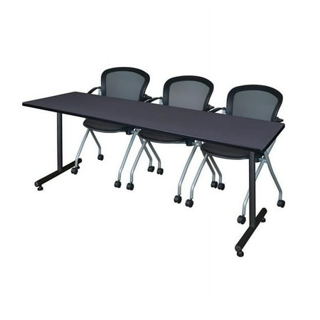 UPC: 0843532092880 | Regency 84 x 24 Kobe Training Table- Grey and 3 Cadence Nesting Chairs