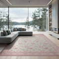 thumbnail image 2 of ODIKA 8'x10' Washable Area Rug Pink Coquette Boho Toss Scallop Border Delicate Ribbon Vintage for Dining Room, Large Office, Lounge, Non-Slip Chair-Friendly Mat, 2 of 7