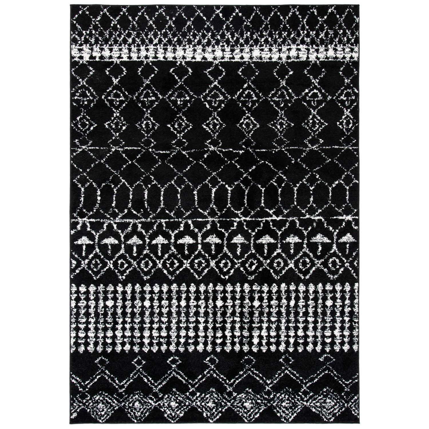 SAFAVIEH Tulum Coriander Moroccan Geometric Area Rug, Black/Ivory, 4' x 6'