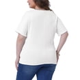 thumbnail image 4 of DARING DIVA Women's Plus Textured Rolled Sleeve Tee Crew Neck Blouses 1X White, 4 of 6