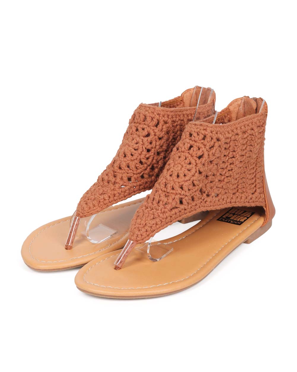 THONG グラディエーター Bumper EE76 Women Crochet Boho Zip Gladiator Thong Sandal