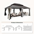 thumbnail image 3 of Summit Living 14' x 20' Hardtop Gazebo Aluminum Frame Galvanized Steel Double Roof Patio Gazebo with Netting & Curtains Brown, 3 of 8