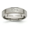 Titanium Cross Design 6mm Satin Beveled Edge Band Size: 13; for Adults and Teens; for Women and Men