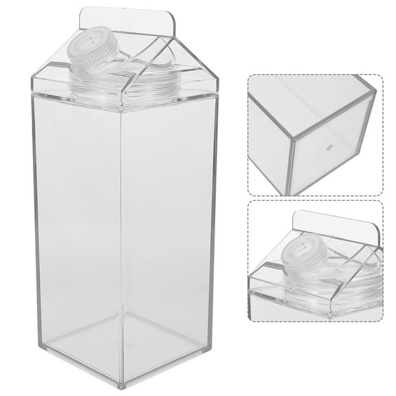 Clispeed Transparent Silicone Leakproof Milk Carton Water Bottle for Home Use Perfect for Outdoor Activities 32 oz