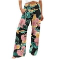 thumbnail image 2 of Roncen Women's Printed High Waist Straight Leg Pants - Loose Fit Elastic Waist Casual Trousers with Pockets, 2 of 5