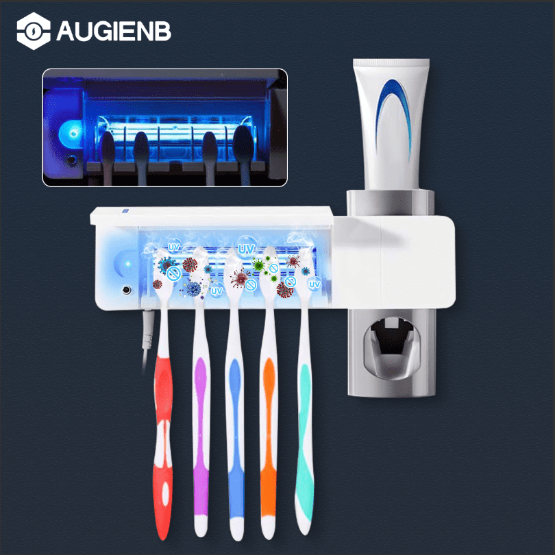 Automatic Toothpaste Dispenser with WallMounted Toothbrush Holder UV