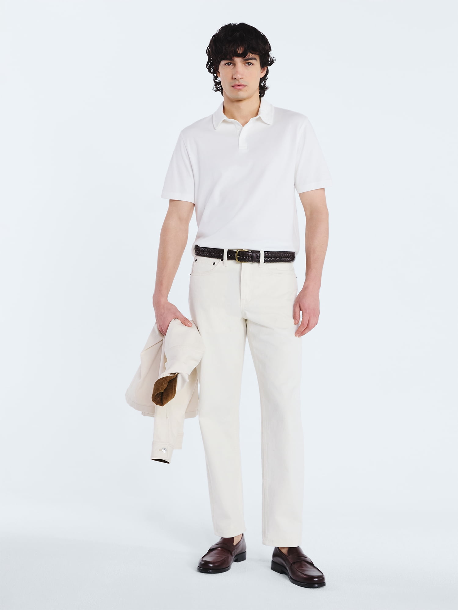 Free Assembly Mens Cotton Polo Shirt with Short Sleeves, Sizes XS-3XL