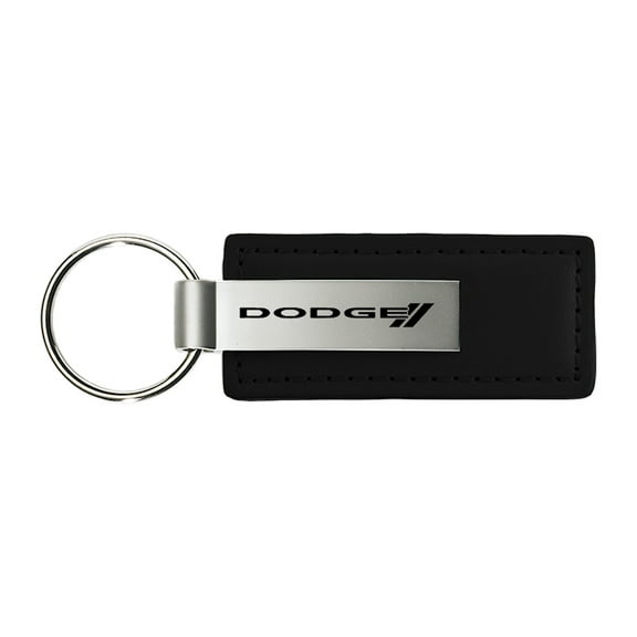 Au-Tomotive Gold Dodge Stripe Black Leather Key Chain