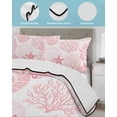 thumbnail image 4 of Quilts Twin Size Bedding Set, Coastal Pink Lightweight Quilted Comforter, Ocean Coral Starfish Shell Modern Sea Soft Reversible Bedspread Coverlet with Pillow Covers for All Season, 68" x 86", 4 of 7