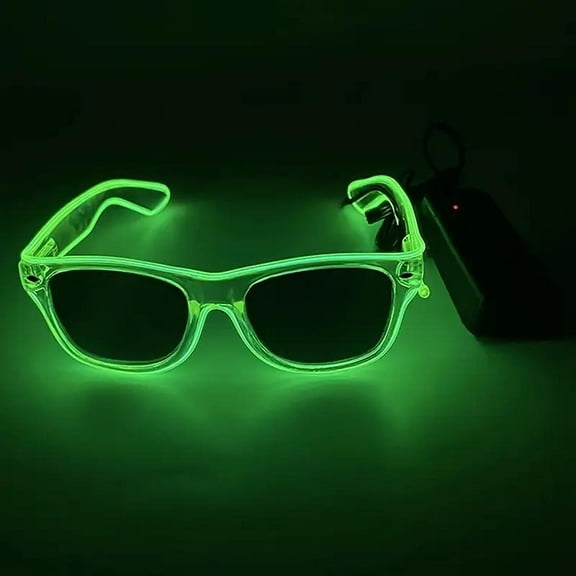 LED Light-Up Glasses - Party Favor, EL Wire Flashing Decorative Eyewear for Nightclub, Rave, Disco Parties & Events - Plastic Material, AA Battery Powered (Not Included), 2 Battery Capacity