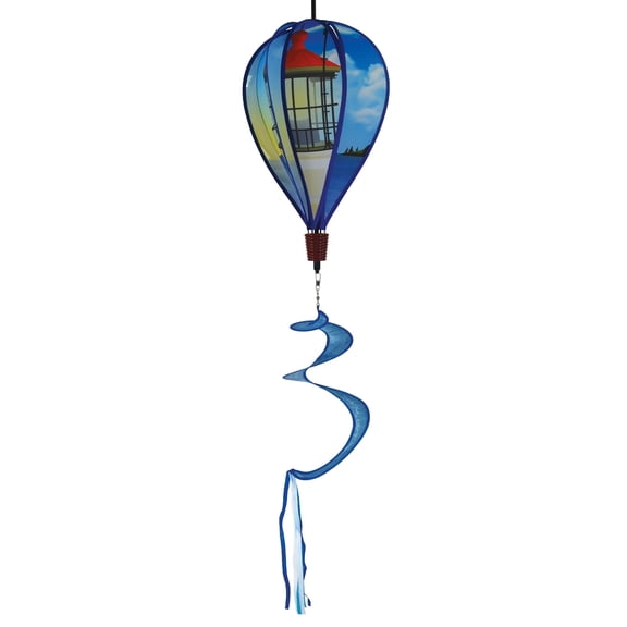 In the Breeze 0987 — Coastal Lighthouse Hot Air Balloon - 6 Panel Spinning Balloon - Outdoor Hanging Decoration