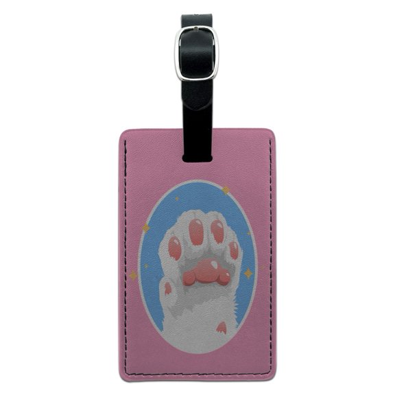 Cat Paw Toe Beans with Cute Sparkles Rectangle Leather Luggage Card Suitcase Carry-On ID Tag