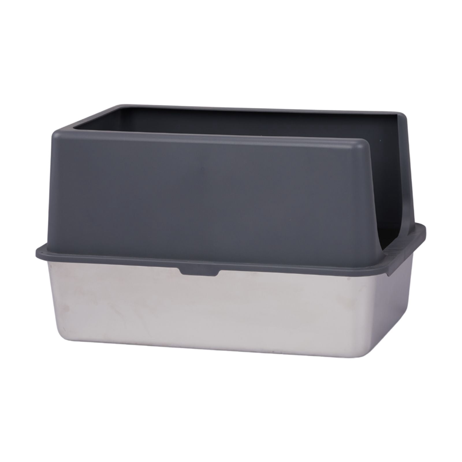2 Pack XL Stainless Steel Cat Litter Box with Lid, Extra Large Litter Pan with High Sides, Easy Cleaning, Include Double Layer Litter Mat and Scoop, Gray