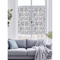 thumbnail image 4 of Non-Adhesive Static Cling Window Tint, Farmhouse Blue Floral Window Privacy Film Frosted, Vintage Botanical Leaves Burlap Insulated Windows Frosted Films for Living room, 35.4 x 78.7 Inches, 4 of 9
