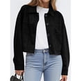 thumbnail image 4 of Chaqueta Corta de Ante Sintético para Mujer, Informal, Ligera, para Otoño e Invierno. Negro XL, 4 of 8