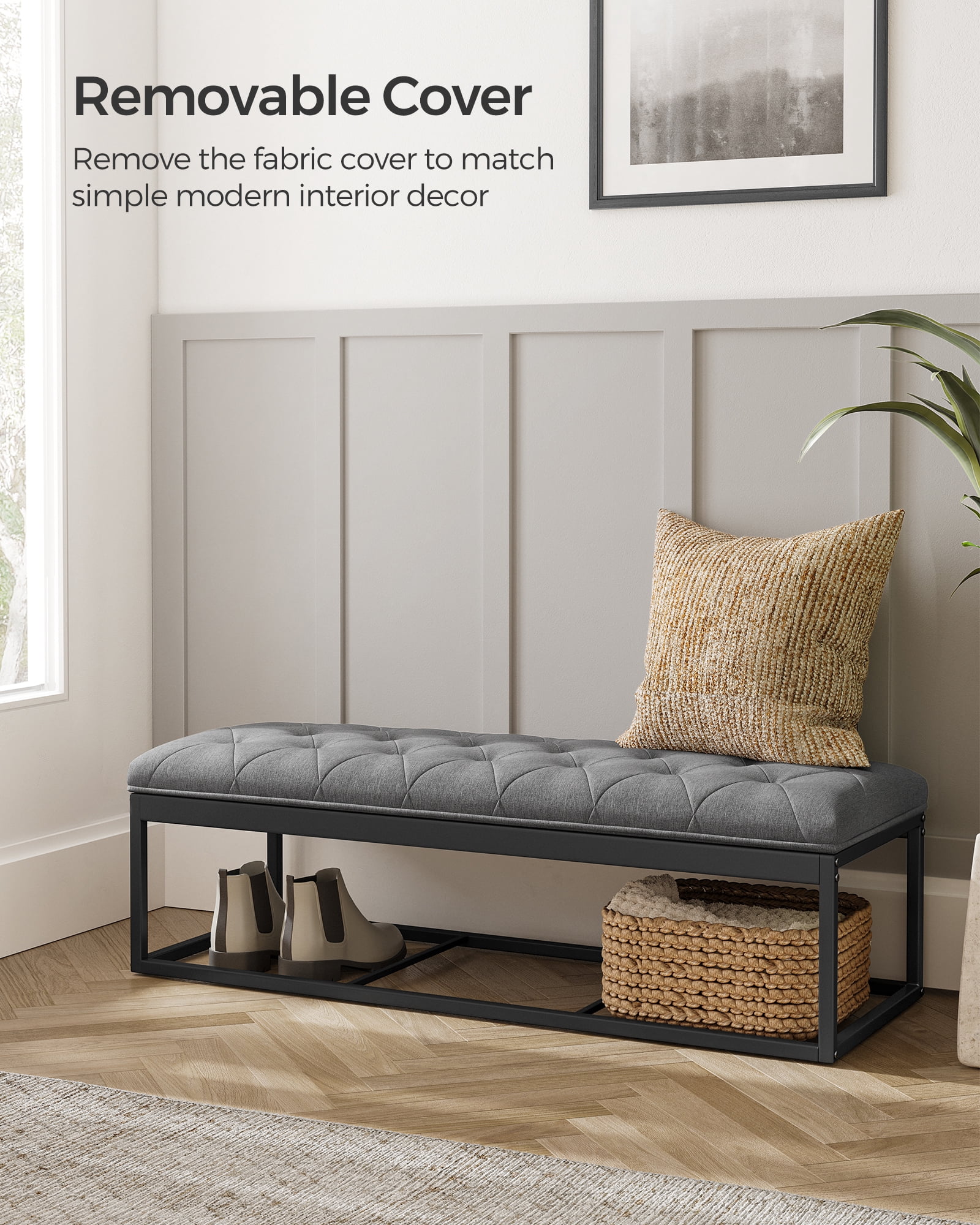 SONGMICS 43.3" Storage Ottoman Bench, Foot Rest with Legs, Ottoman with Storage, Rectangle End of Bed Bench, Storage Chest, Load up to 660 lb, Study