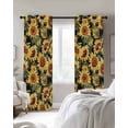 thumbnail image 4 of Retro Sunflower Blackout Curtains for Bedroom Living Room Darkening Curtains 63 Inches Long Farmhouse Floral Botanical Window Curtain 2 Panels Set Insulated Window Treatment Grommet Drapes 52"x63", 4 of 9